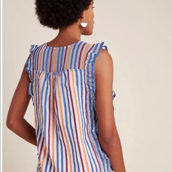 Maeve Elisabetta Ruffled Striped blouse sz 0 New - Picture 5 of 9